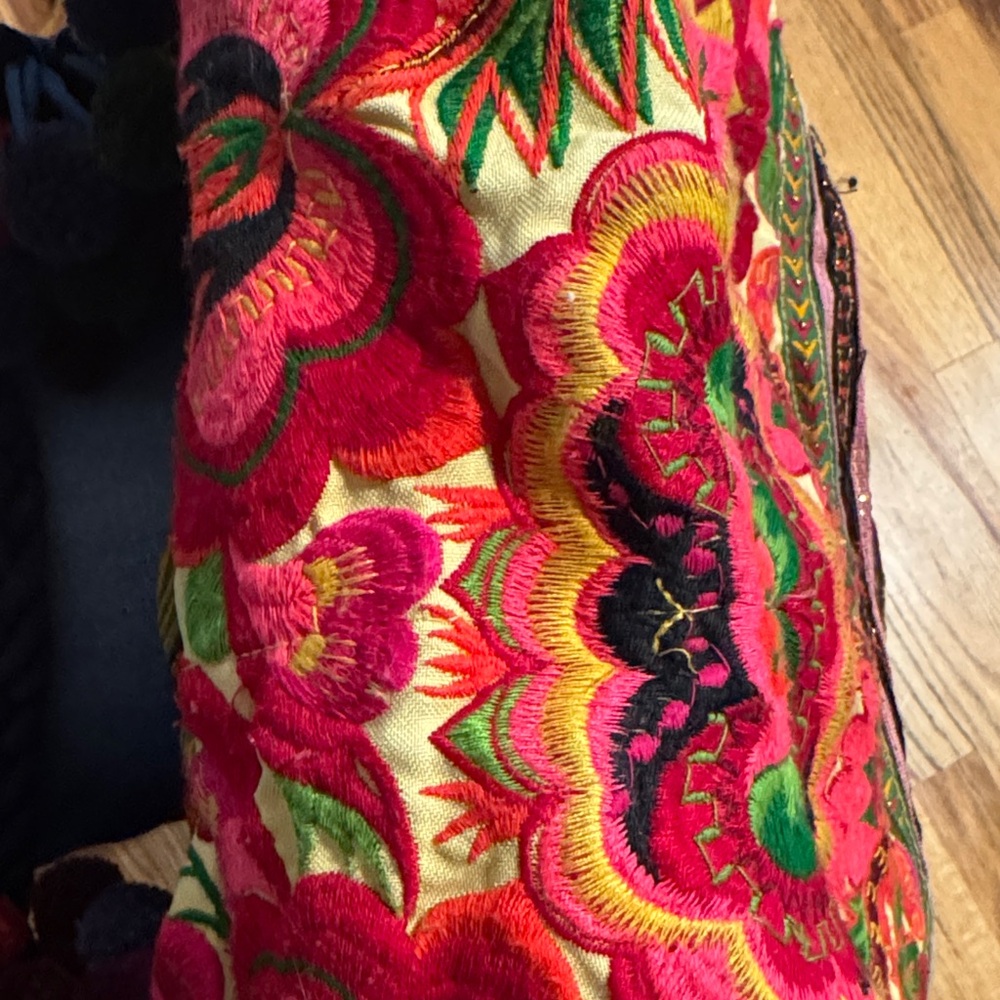 Vibrant Multicolor Embroidered Tote Bag - Picture 9 of 9